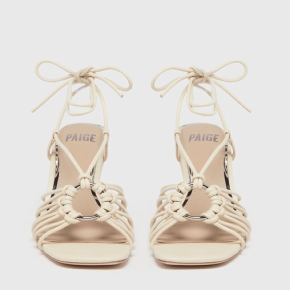 Paige Sierra Wedge Strappy Sandals in Bone, Size NEW w/o Box
